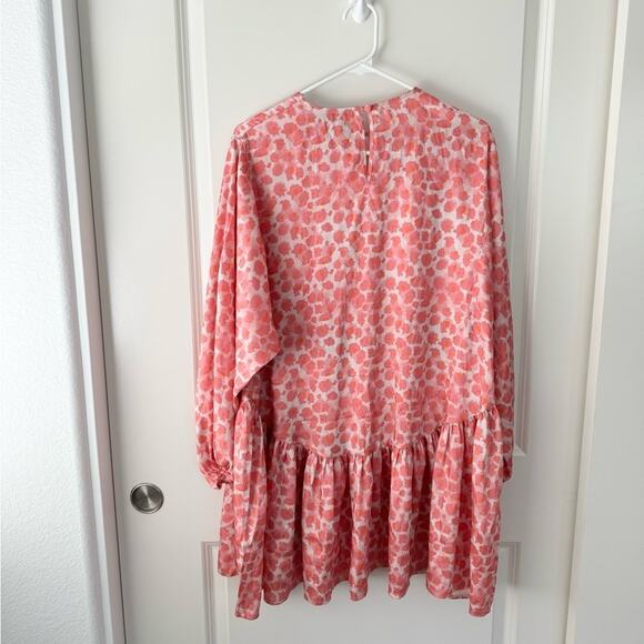 Selmacilek Floral Printed Long Sleeve Mini Dress Pink Small - Picture 3 of 7
